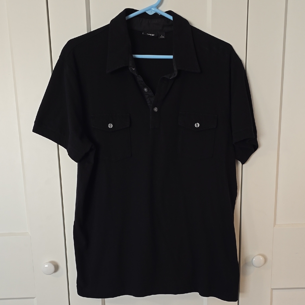 Apt. 9 Black Casual Button Down Shirt Relaxed Fit